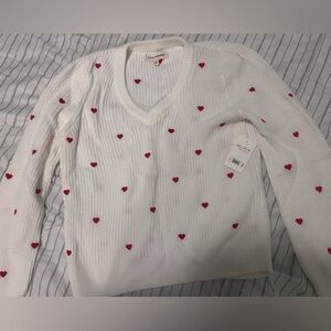 NWT - Lucky Brand Heart White Sweater - Medium
